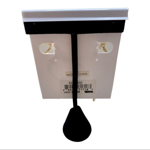 Panacea Sparkly Gold Toned Key Shaped Drop Earrings - Picture 5 of 5